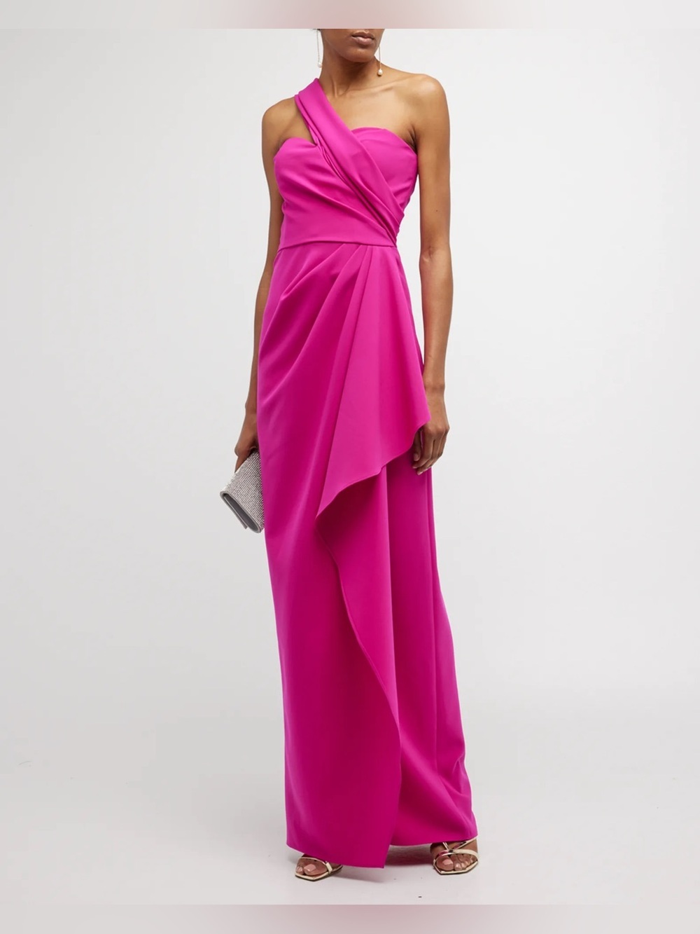 Rickie Freeman for Teri Jon
One-Shoulder Draped Stretch Crepe Gown